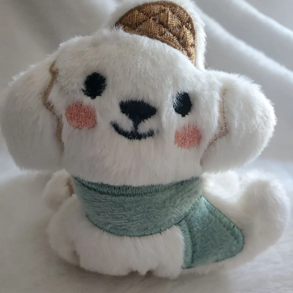 Barf Barf! Stuffed Animal White Green Dog Keychain or bag charm